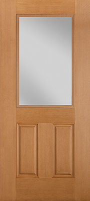 Belleville Fir Textured 2 Panel Door Half Lite with Clear Glass Exterior Fibreglass Door