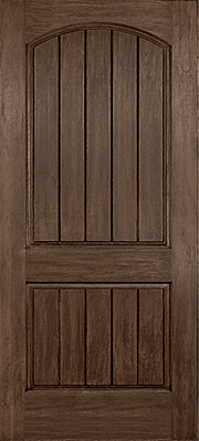 Rustic Hardwood Patina Caming with Wrought Iron Frame Fibreglass Door